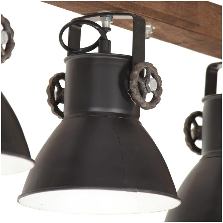 Taklampa industriell svart E27 mangoträ vidaXL – bild 6