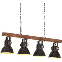 Taklampa industriell svart E27 mangoträ vidaXL