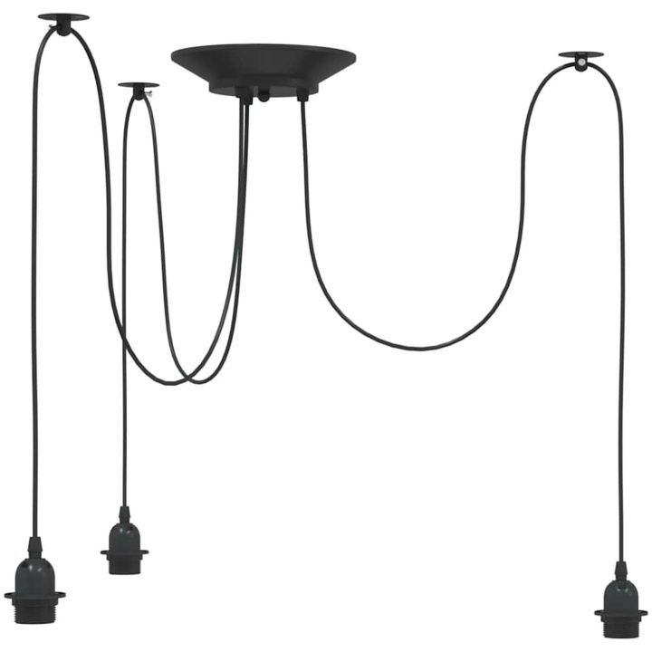 Taklampa med 3 lamphållare E27 svart metall vidaXL – bild 2
