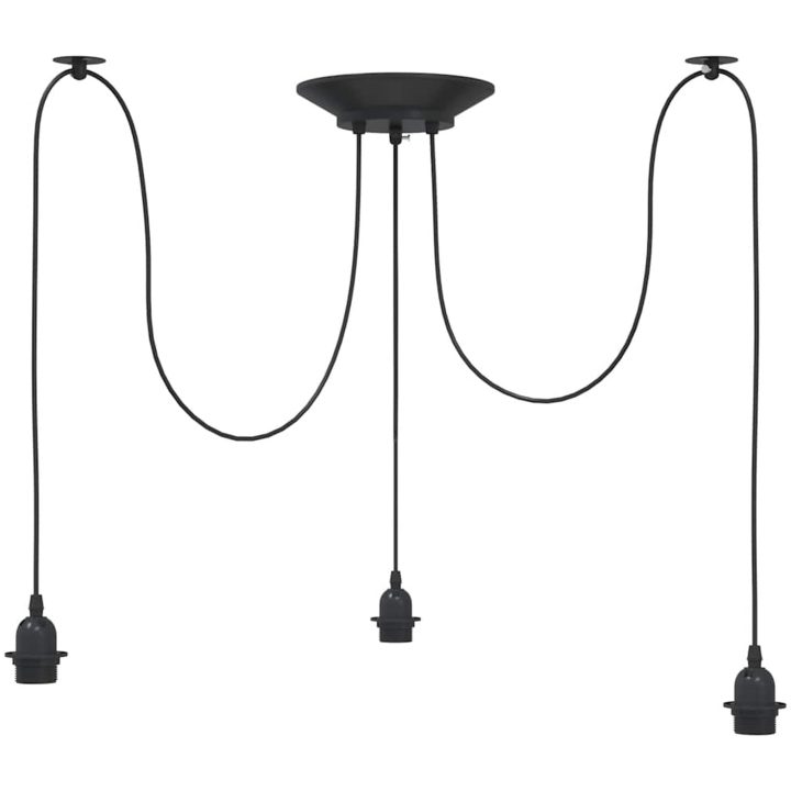 Taklampa med 3 lamphållare E27 svart metall vidaXL – bild 5