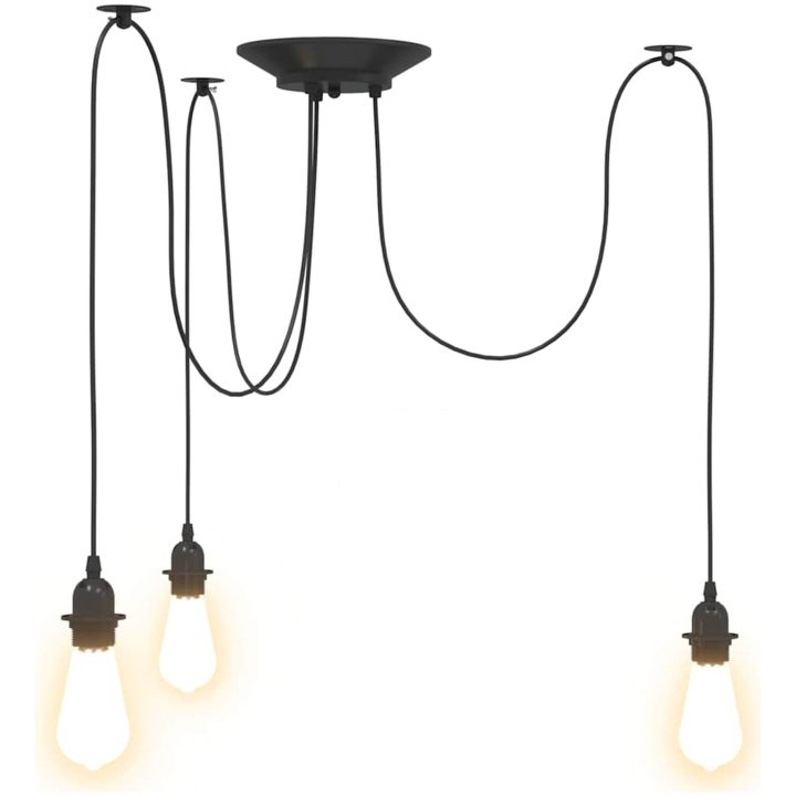 Taklampa med 3 lamphållare E27 svart metall vidaXL – bild 6