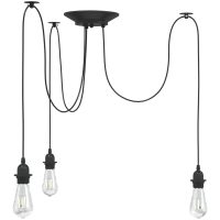 Taklampa med 3 lamphållare E27 svart metall vidaXL