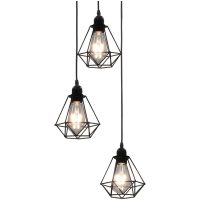 Taklampa med diamantdesign svart 3 x E27-lampa vidaXL