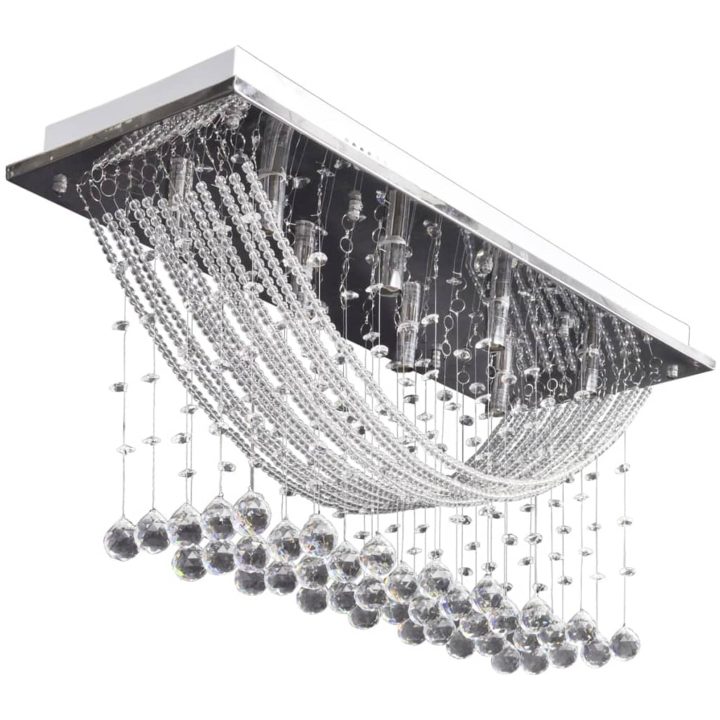 Taklampa med glittrande glaskristaller vit 8 x G9 29 cm vidaXL – bild 2