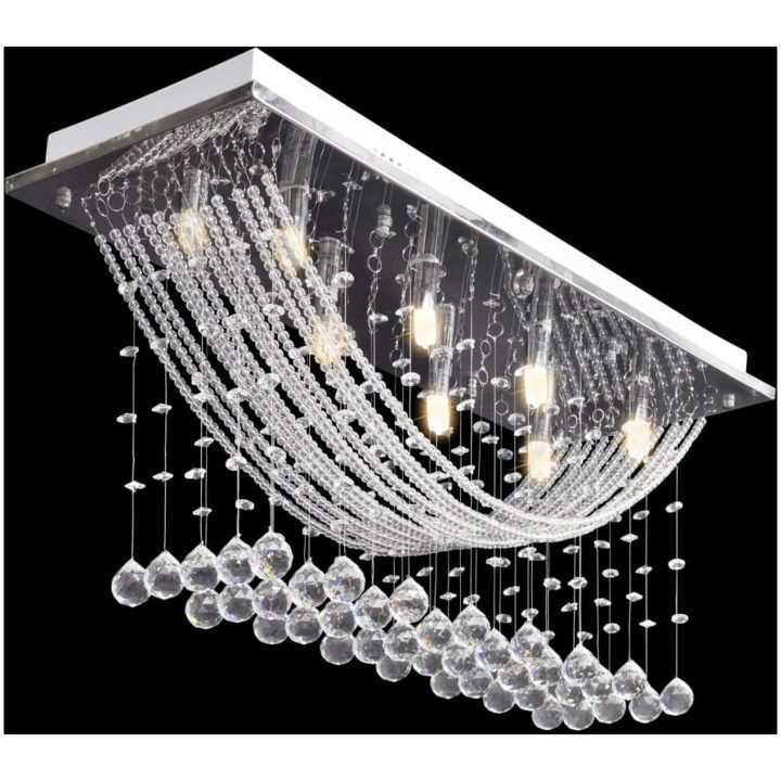 Taklampa med glittrande glaskristaller vit 8 x G9 29 cm vidaXL – bild 4