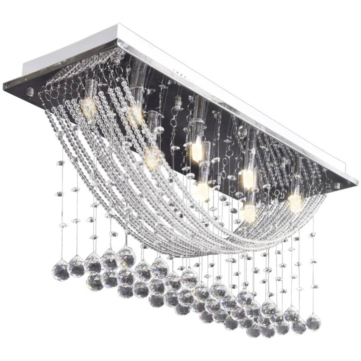 Taklampa med glittrande glaskristaller vit 8 x G9 29 cm vidaXL – bild 5