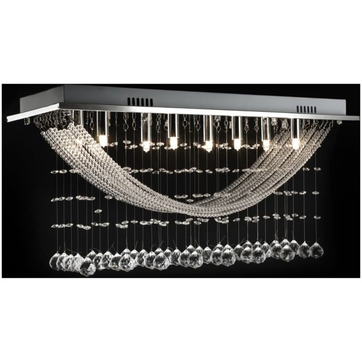 Taklampa med glittrande glaskristaller vit 8 x G9 29 cm vidaXL – bild 8