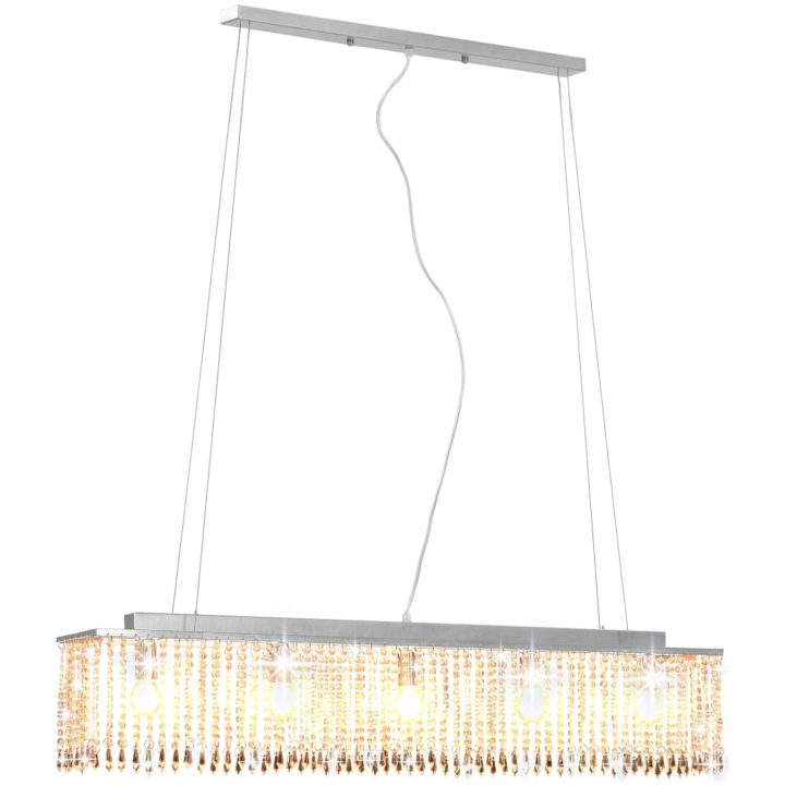 Taklampa med kristallpärlor silver 104 cm E14 vidaXL – bild 2