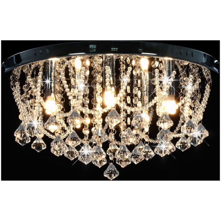 Taklampa med kristallpärlor silver rund 4 x G9-lampor vidaXL 45 x 22 cm – bild 5