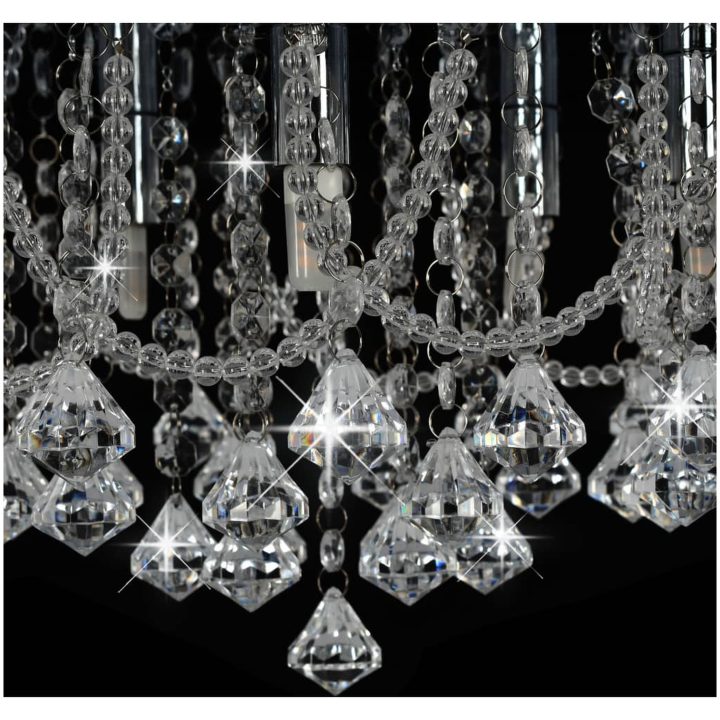 Taklampa med kristallpärlor silver rund 4 x G9-lampor vidaXL 45 x 22 cm – bild 6