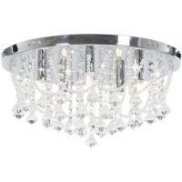 Taklampa med kristallpärlor silver rund 4 x G9-lampor vidaXL