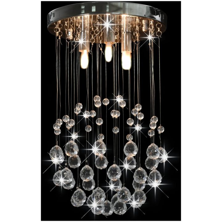 Taklampa med kristallpärlor silver sfär 3 x G9-lampor vidaXL – bild 2