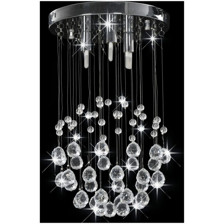 Taklampa med kristallpärlor silver sfär 3 x G9-lampor vidaXL – bild 3