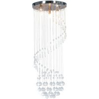Taklampa med kristallpärlor silver spiral G9 vidaXL