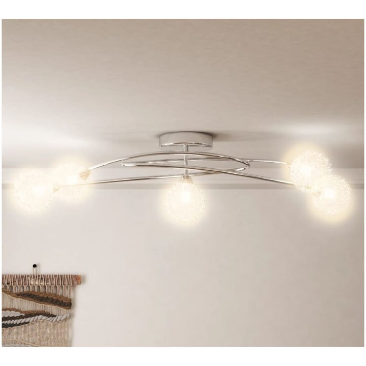 Taklampa med lampskärmar i tråd för 5 G9 LED-lampor vidaXL – bild 3