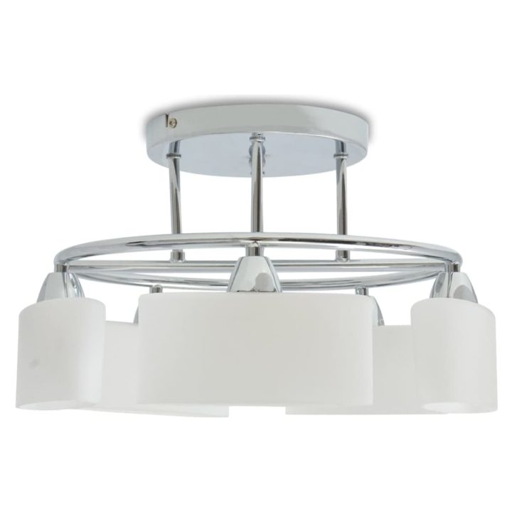 Taklampa med ovala glasskärmar för 5 E14-lampor 200 W vidaXL – bild 3