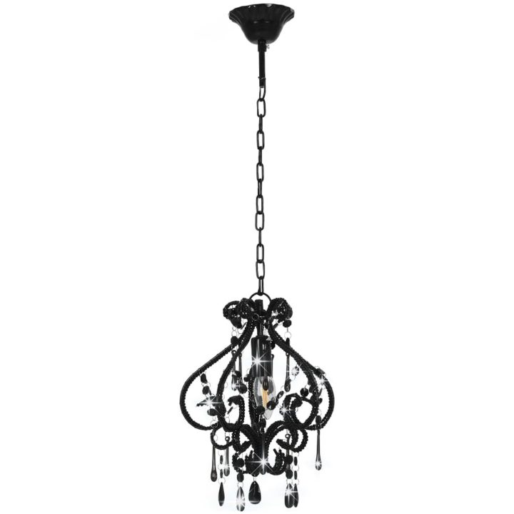 Taklampa med pärlor svart rund E14 vidaXL – bild 4