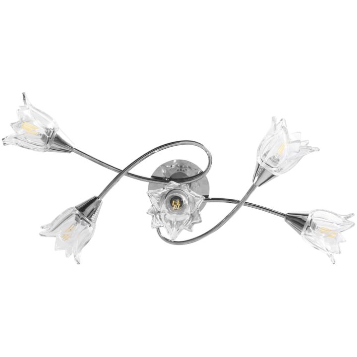 Taklampa med transparenta glasskärmar för 5 E14-lampor tulpan vidaXL – bild 5