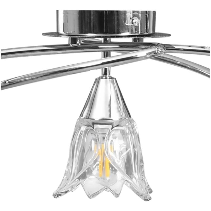 Taklampa med transparenta glasskärmar för 5 E14-lampor tulpan vidaXL – bild 6