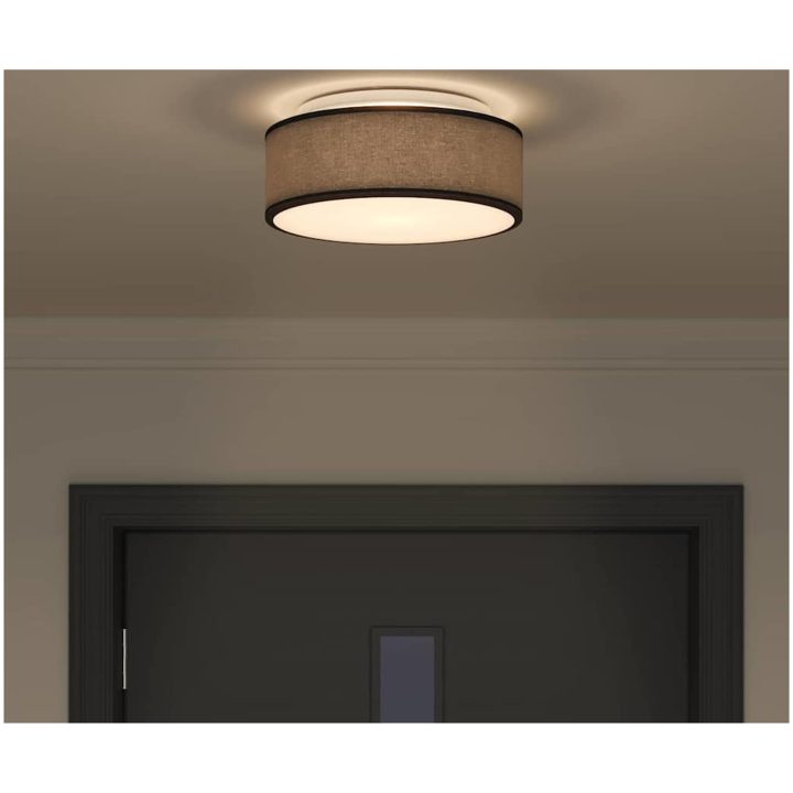 Taklampa Svart 30 cm Tyg E27 vidaXL 30 x 30 x 13.5 cm – bild 4