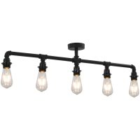 Taklampa svart 5 x E27-lampor vidaXL