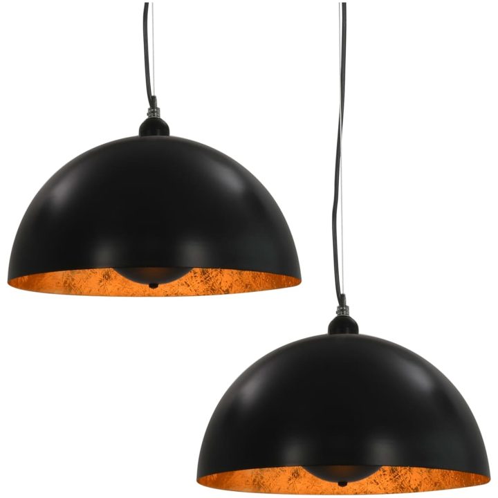 Taklampor 2 st svart och guld halvrund E27 vidaXL 40 cm – bild 2