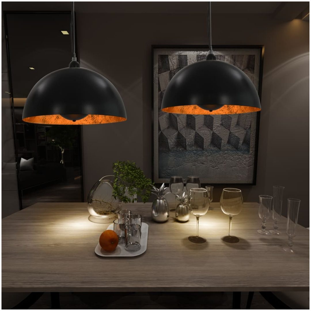 Taklampor 2 st svart och guld halvrund E27 vidaXL 40 cm