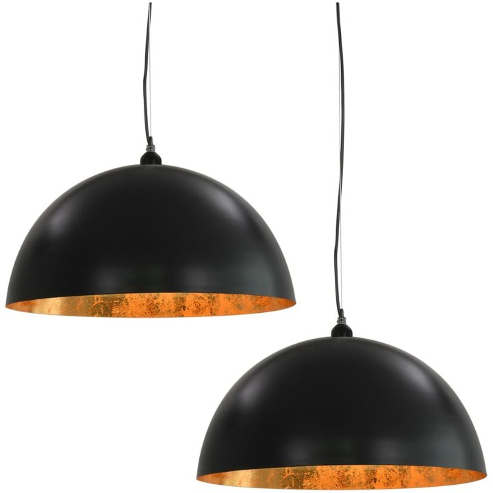 Taklampor 2 st svart och guld halvrunda 50 cm E27 vidaXL 50 cm – bild 2