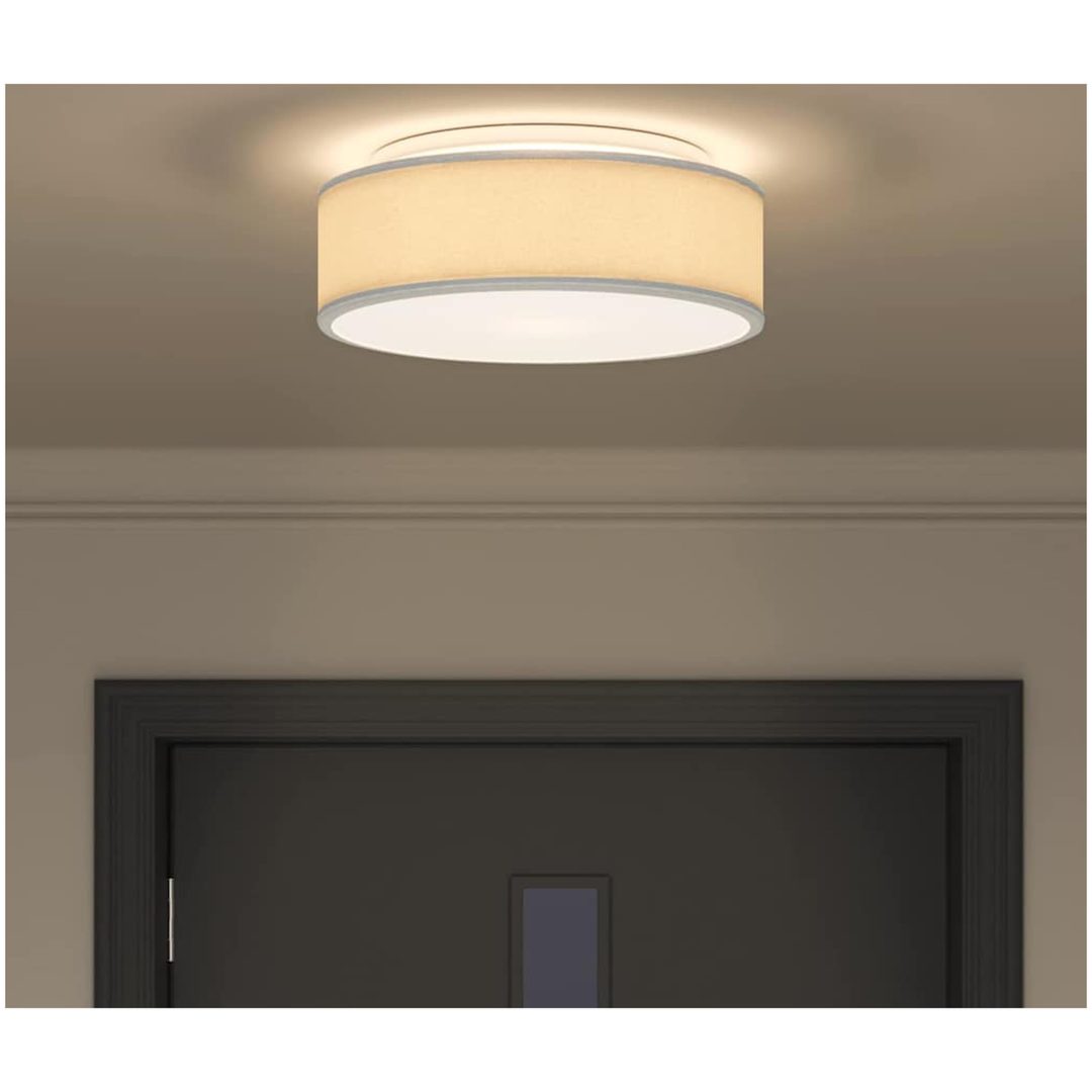 Taklampor Flush Mount Grå 38 cm Tyg E27 vidaXL 38 x 38 x 13.5 cm – bild 4