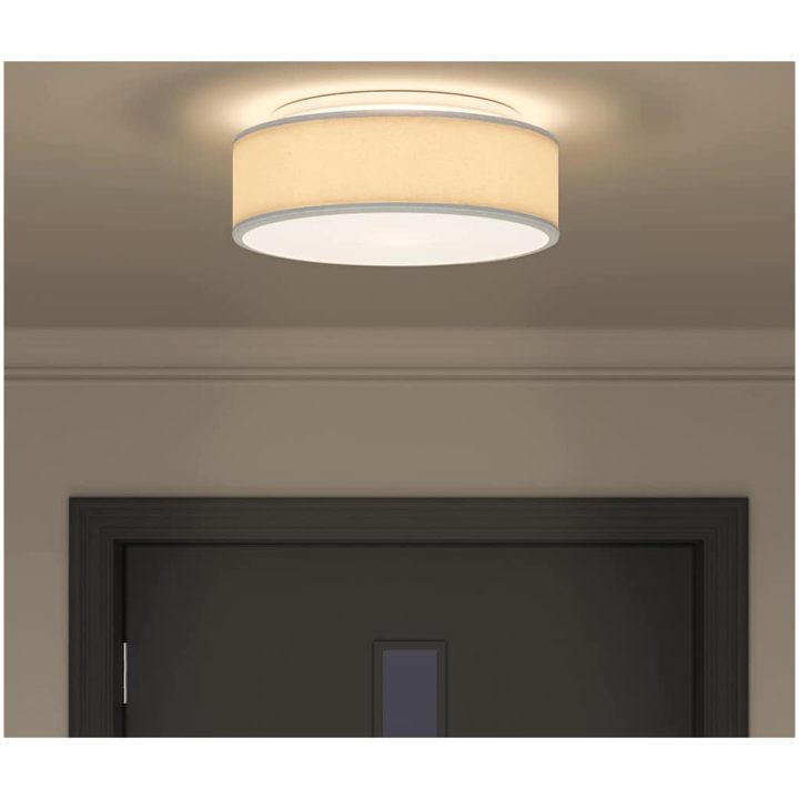 Taklampor Flush Mount Grå 38 cm Tyg E27 vidaXL 38 x 38 x 13.5 cm – bild 4