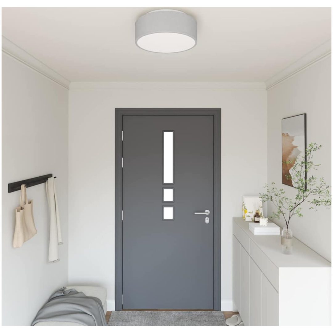 Taklampor Flush Mount Grå 38 cm Tyg E27 vidaXL 38 x 38 x 13.5 cm