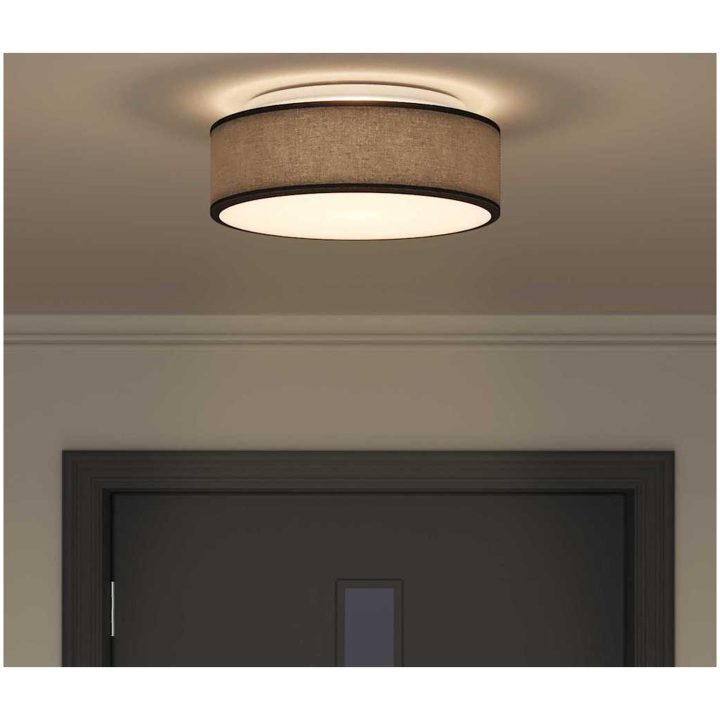 Taklampor Flush Mount Svart 38 cm Tyg E27 vidaXL 38 x 38 x 13.5 cm – bild 4