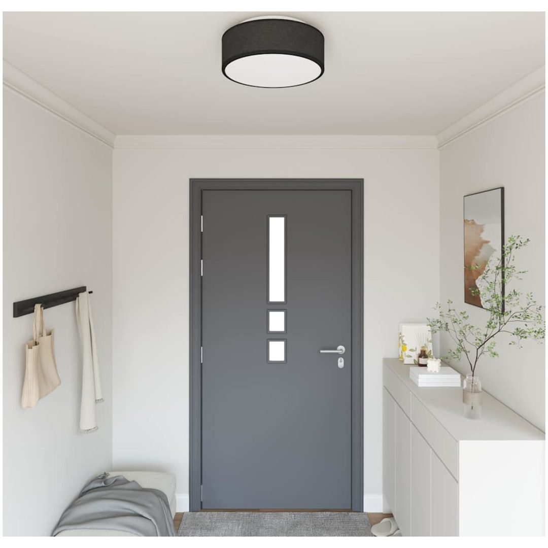 Taklampor Flush Mount Svart 38 cm Tyg E27 vidaXL 38 x 38 x 13.5 cm