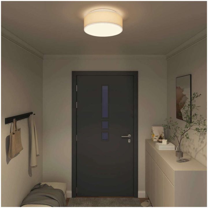 Taklampor Flush Mount Vit 38 cm Tyg E27 vidaXL 38 x 38 x 13.5 cm – bild 3
