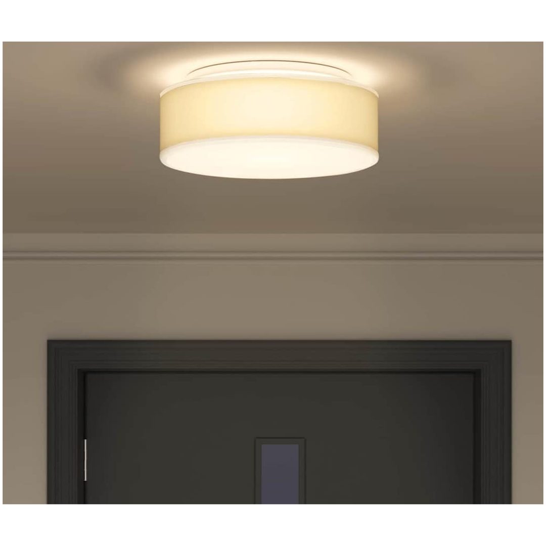 Taklampor Flush Mount Vit 38 cm Tyg E27 vidaXL 38 x 38 x 13.5 cm – bild 4