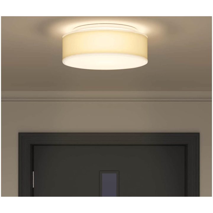 Taklampor Flush Mount Vit 38 cm Tyg E27 vidaXL 38 x 38 x 13.5 cm – bild 4