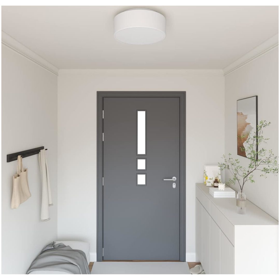 Taklampor Flush Mount Vit 38 cm Tyg E27 vidaXL 38 x 38 x 13.5 cm