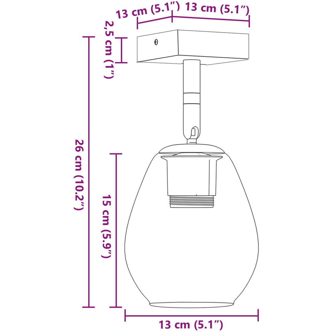 Taklampor med Justerbar Glaskupol Antracit E27 vidaXL 13 x 13 x 26 cm – bild 12