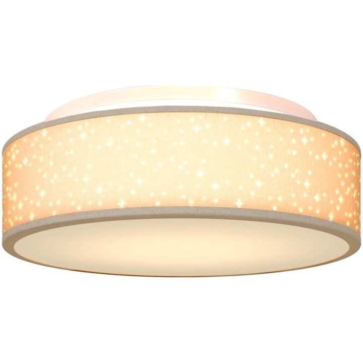 Taklampor med Stjärnmönstrad Lampskärm Taupe 38 cm Tyg E27 vidaXL 38 x 38 x 13.5 cm – bild 10
