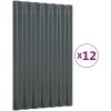 Takplåt 12 st pulverlackerat stål antracit vidaXL 60 x 36 cm – miniatyr 2