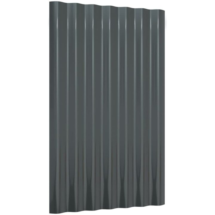 Takplåt 12 st pulverlackerat stål antracit vidaXL 60 x 36 cm – bild 3