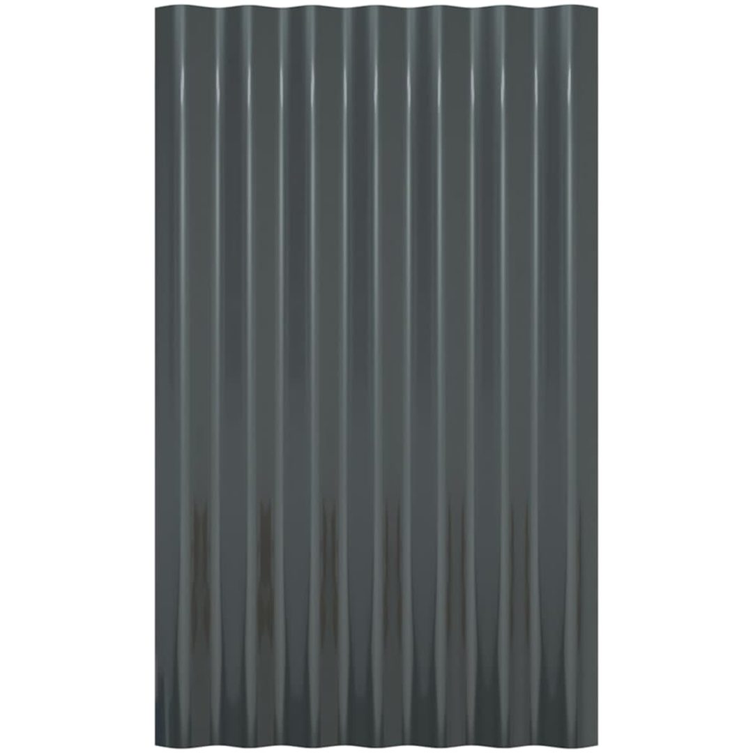 Takplåt 12 st pulverlackerat stål antracit vidaXL 60 x 36 cm – bild 4