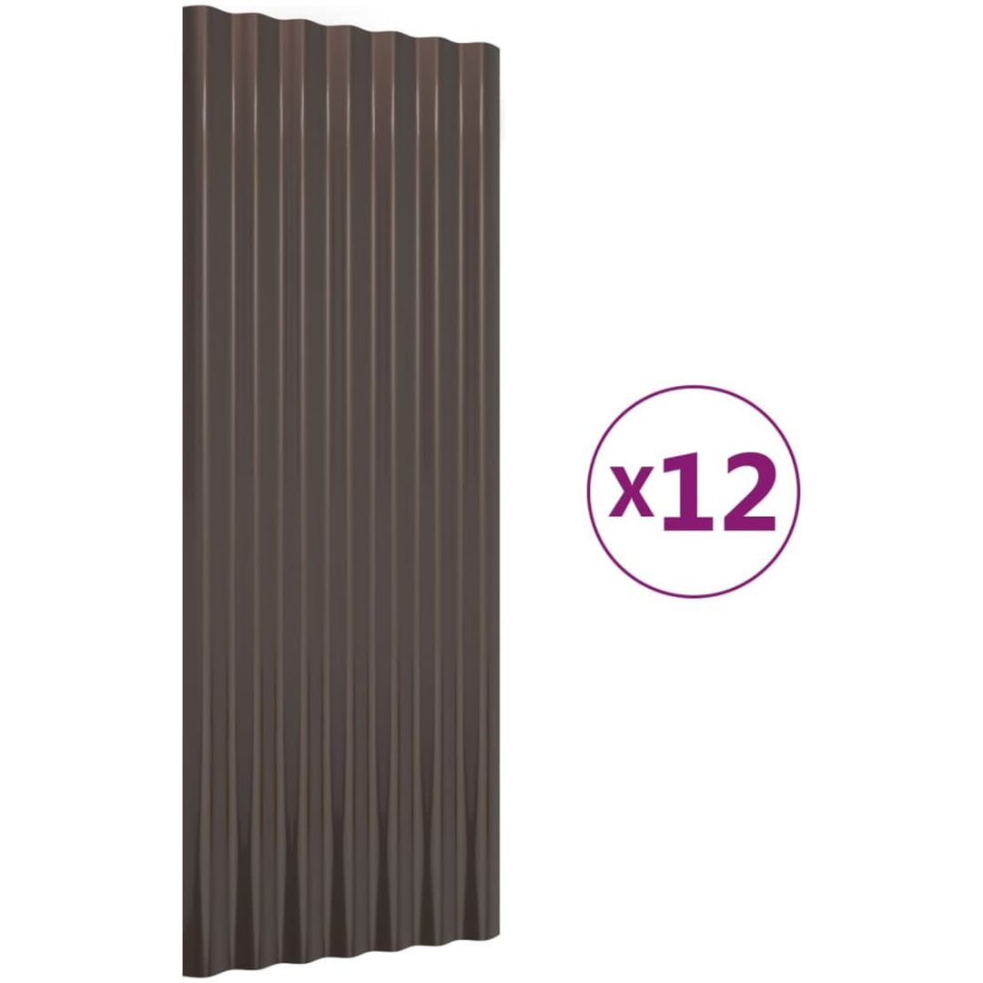Takplåt 12 st pulverlackerat stål brun vidaXL 100 x 36 cm – bild 2