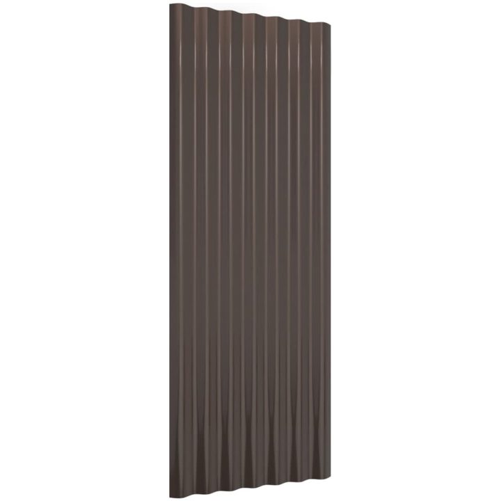 Takplåt 12 st pulverlackerat stål brun vidaXL 100 x 36 cm – bild 3
