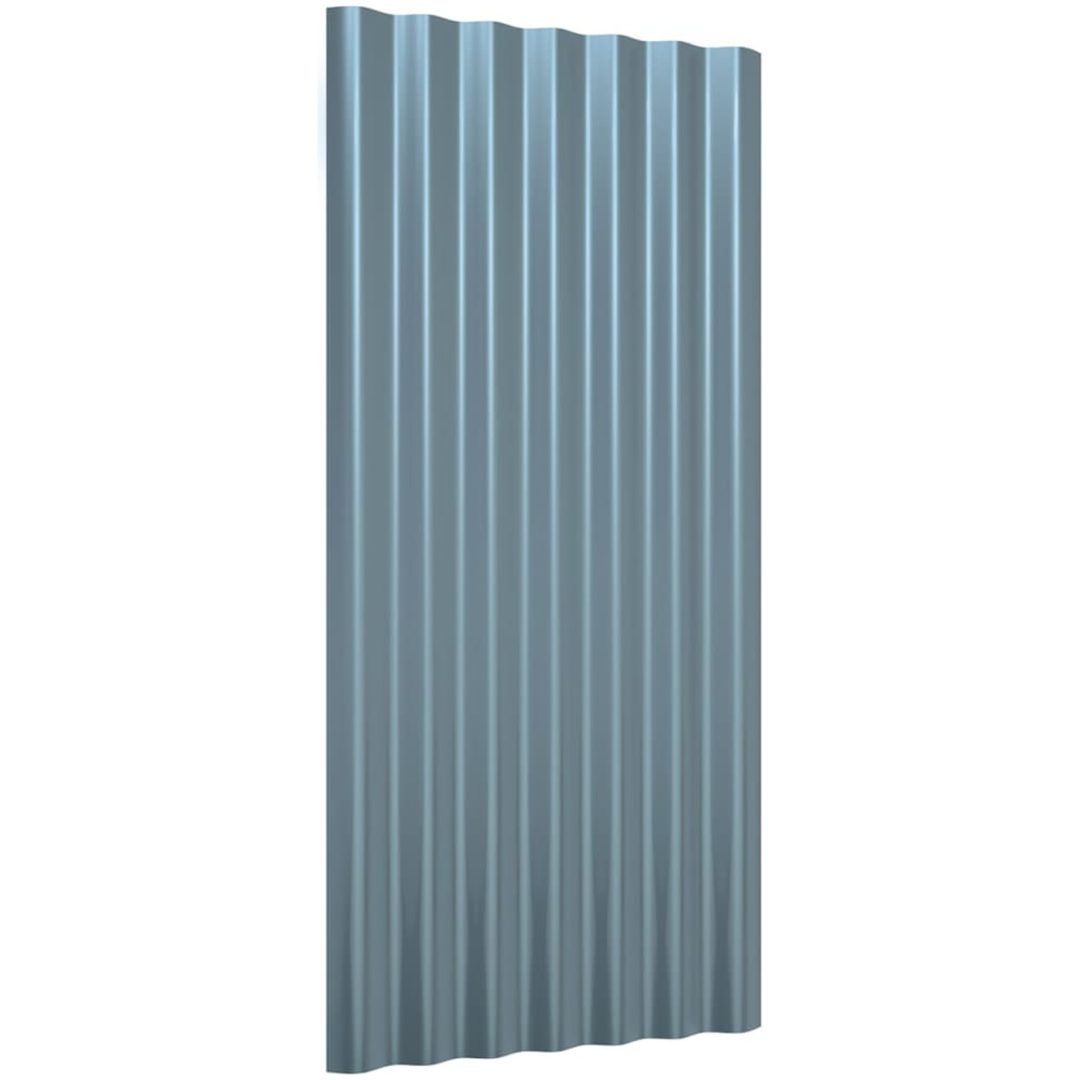 Takplåt 12 st pulverlackerat stål grå vidaXL 80 x 36 cm – bild 3