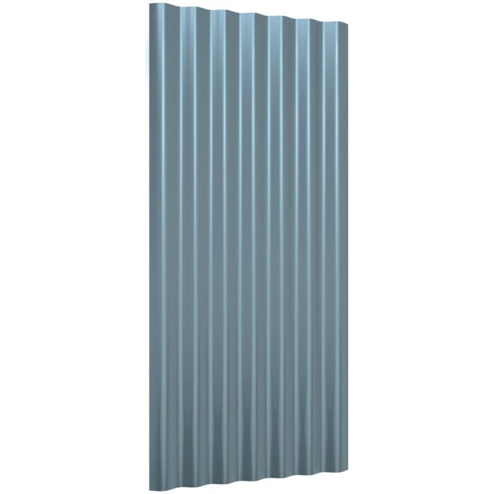 Takplåt 12 st pulverlackerat stål grå vidaXL 80 x 36 cm – bild 3