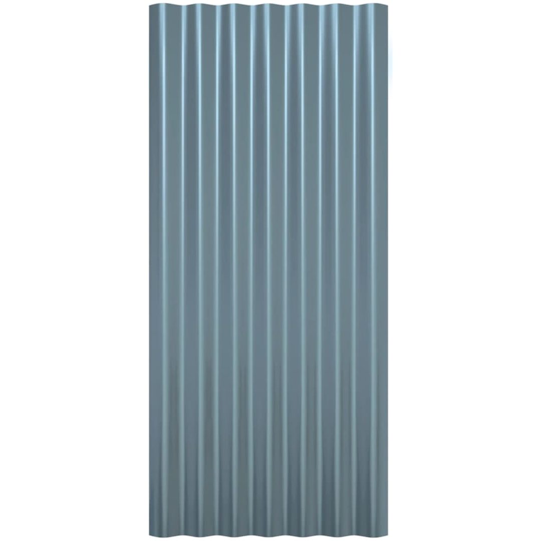 Takplåt 12 st pulverlackerat stål grå vidaXL 80 x 36 cm – bild 4