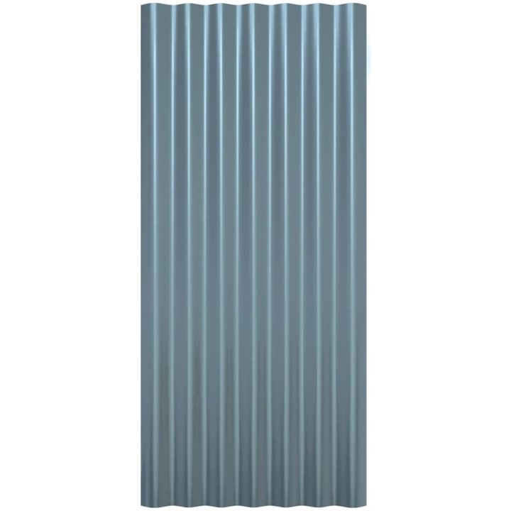 Takplåt 12 st pulverlackerat stål grå vidaXL 80 x 36 cm – bild 4