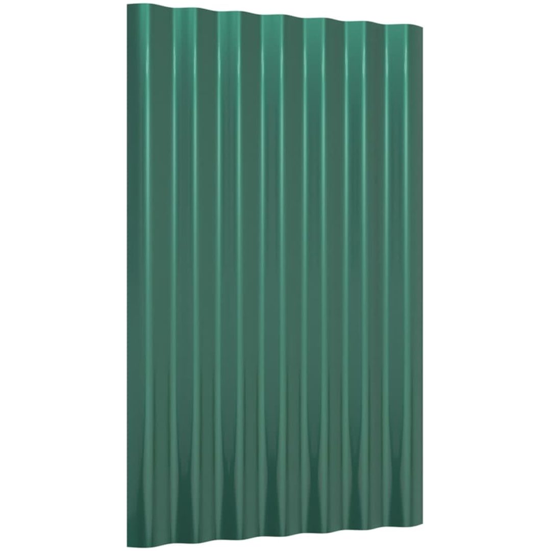 Takplåt 12 st pulverlackerat stål grön vidaXL 60 x 36 cm – bild 3