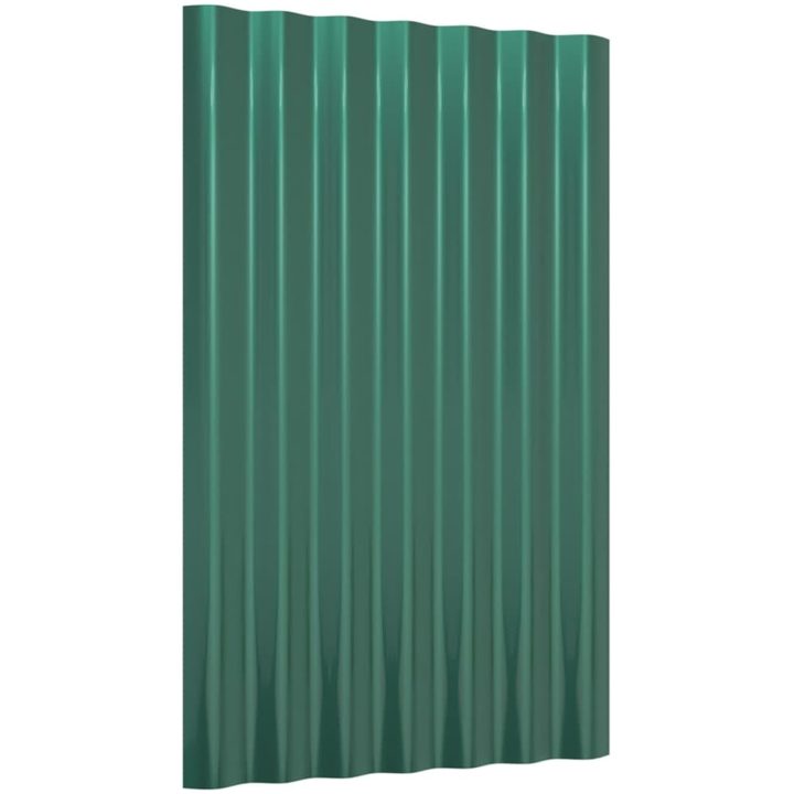 Takplåt 12 st pulverlackerat stål grön vidaXL 60 x 36 cm – bild 3